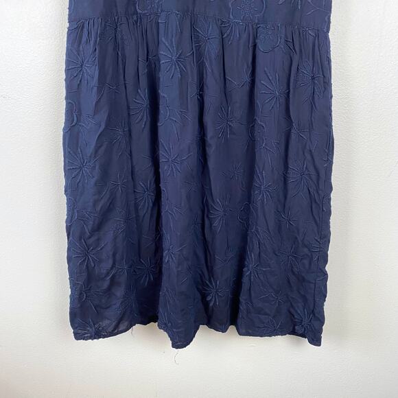 Loft Embroidered Flowers Flare Cocktail Dress Navy Fit Flare Sleeveless Size 10 - Picture 6 of 11